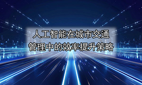 人工智能在城市交通管理中的效率提升策略